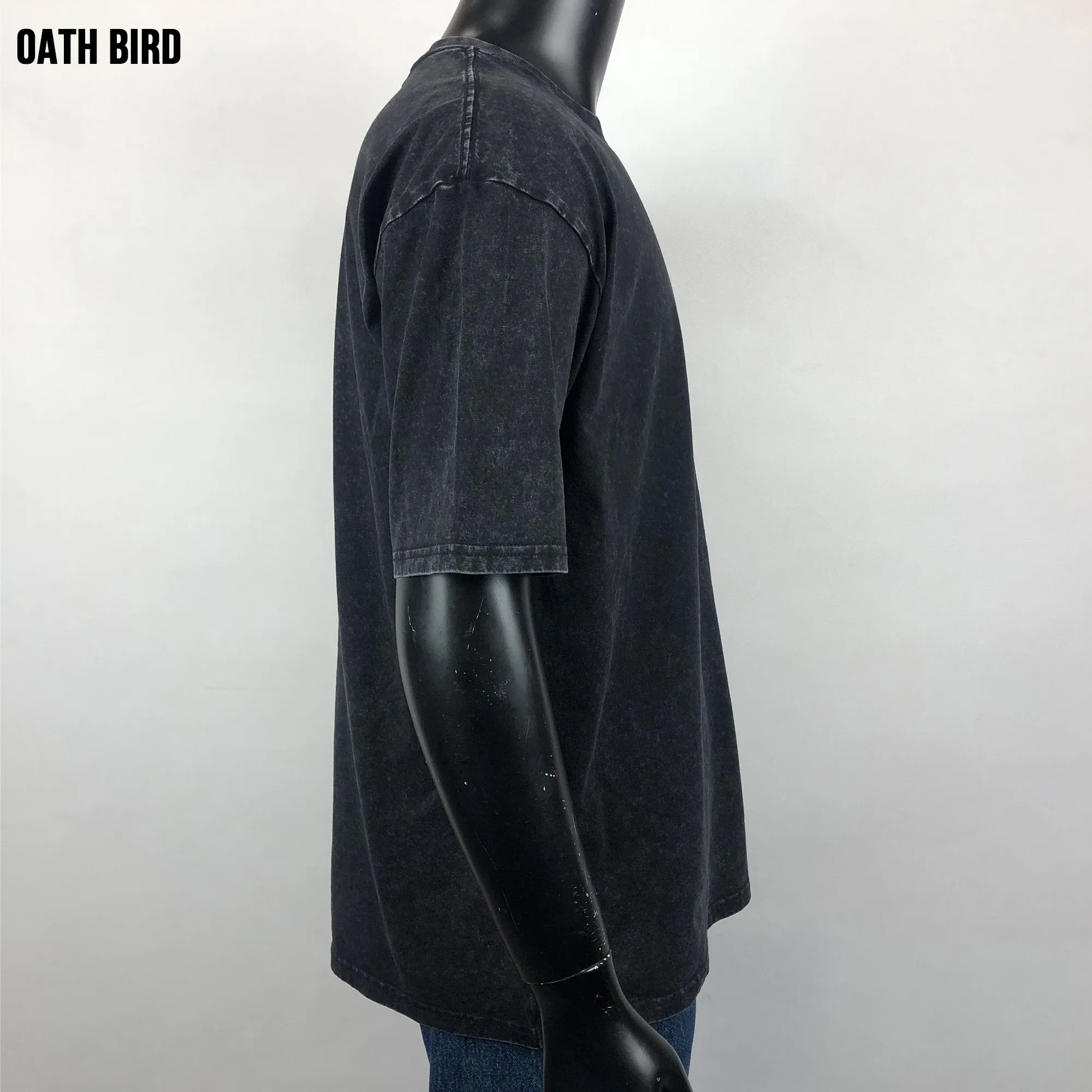 profile view acid wash drop shoulder t shirt