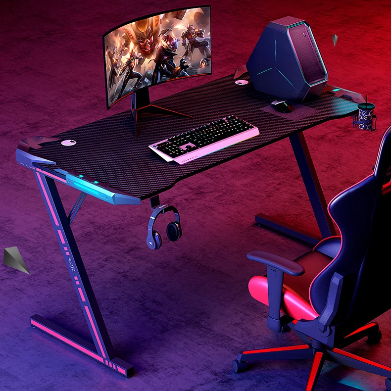 Modern Expandable Computer Desk Gaming Table Led Lighting Adjustable ...