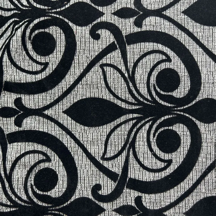 Customized 100% Polyester Flocked Velvet Fabric Upholstery Jacquard  Sofa Flock Fabric Sofa Cover