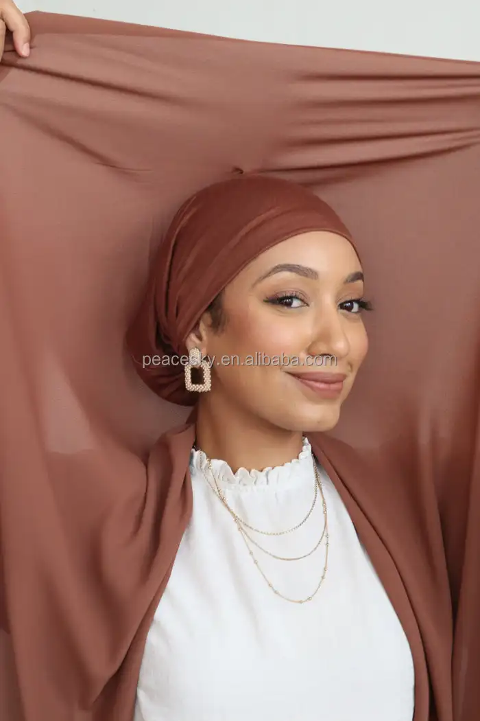 2022 Customized Instant Hijab High Quality Chiffon Hijab With Ribbed