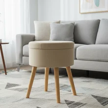 Factory Direct Sale Cheap Nordic Round Ottoman Stool Soft Footrest