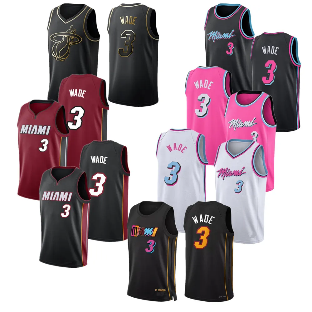 Men's Miami Heat 3 Dwyane Wade Basketball City Edition NBA Jersey