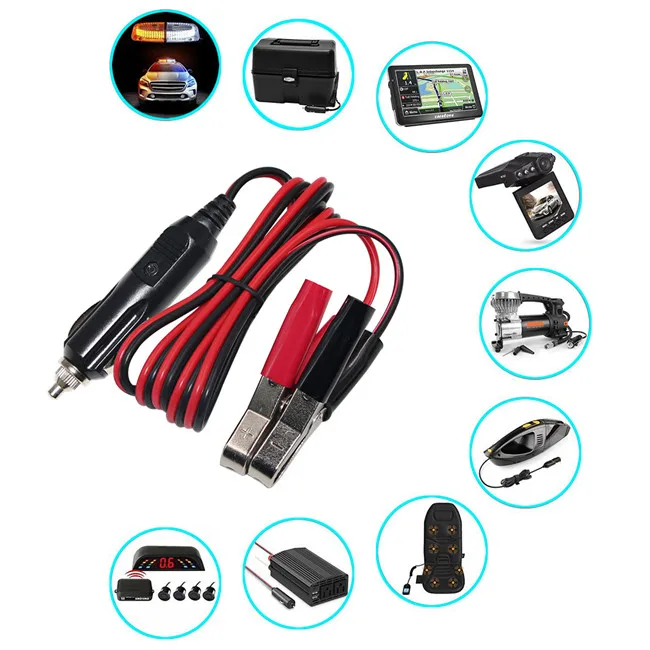 cigarette lighter car battery jumper 12V Alligator Clip to Car Lighter Plug Adapter / Jump Starter Cable for RV  Truck ATV / Solar Battery Booster Harness