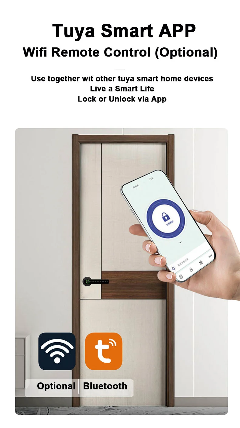 Glomarket Tuya Ble Smart Lock Security Electronic Keyless Smart Door Handle Lock Indoor Room Lock