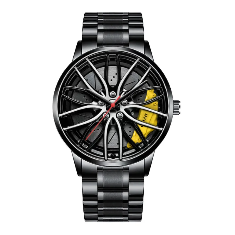 Retail Drop Shipping Custom logo Dial Unique Design Sports Fashion Waterproof Male Relogio Outdoor Car Rim Watch