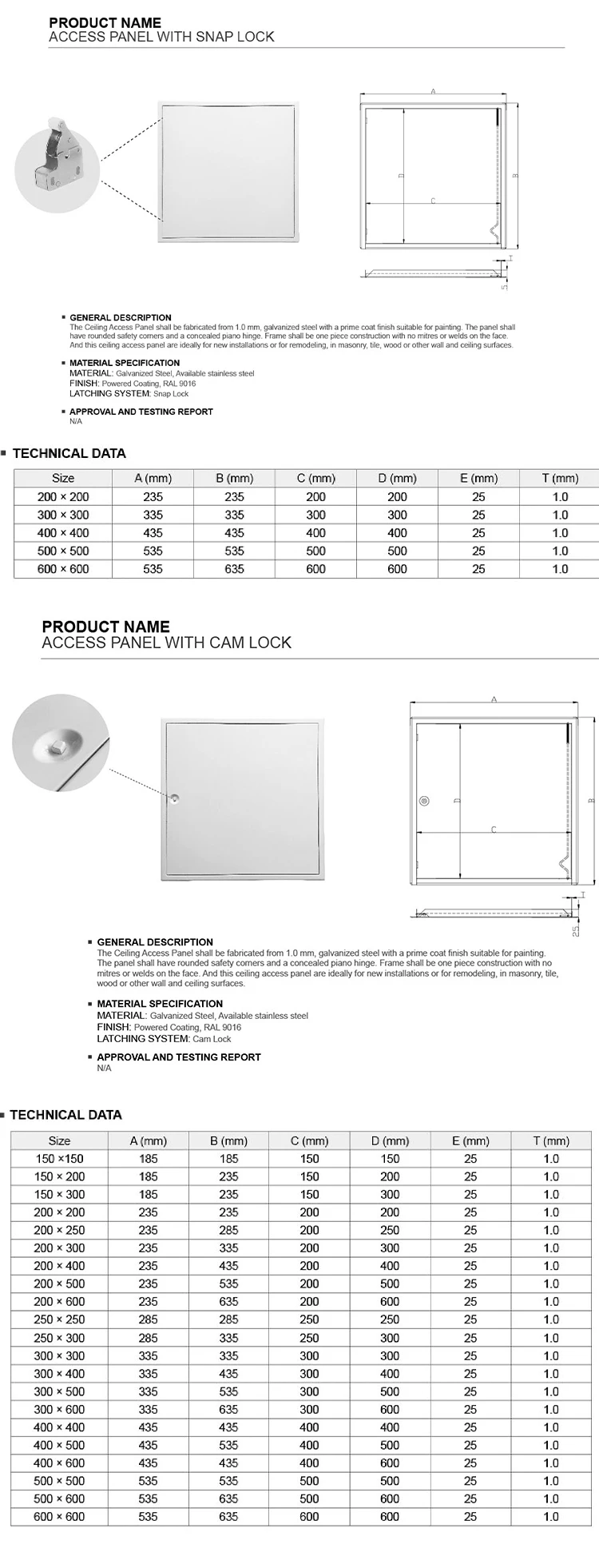 Moisture Proof Inspection Access Panel Cover Hidden Trap Door Gypsum