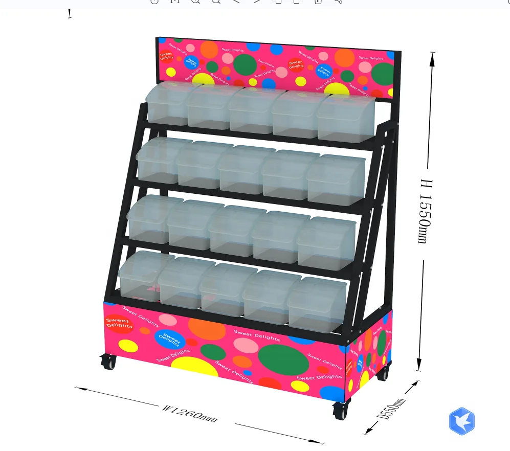 Large Candy Display Stand with Acrylic Bins