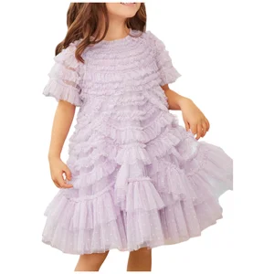 OEM Kids Dress Marilla Ruffle Tutu Dress Girls New Style Short Sleeve Knee-Length Summer O-Neck Dress Sequined Decoration ODM