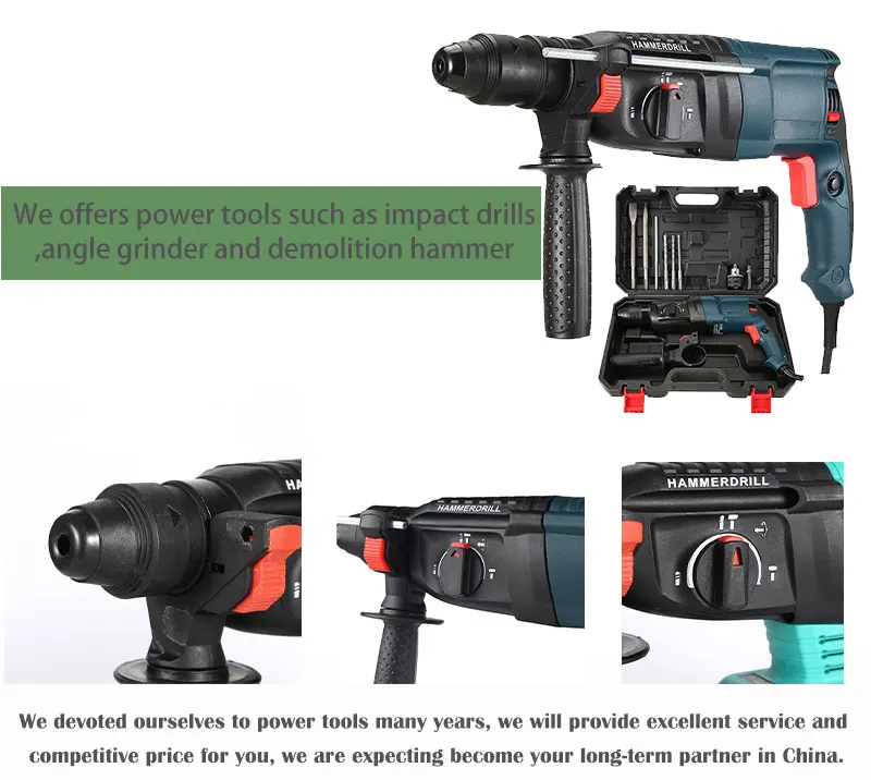 3 Function Hammer Drill Cordless Jack Hammer Drill Machine Cheap Power Tools 26mm Rotary Hammer