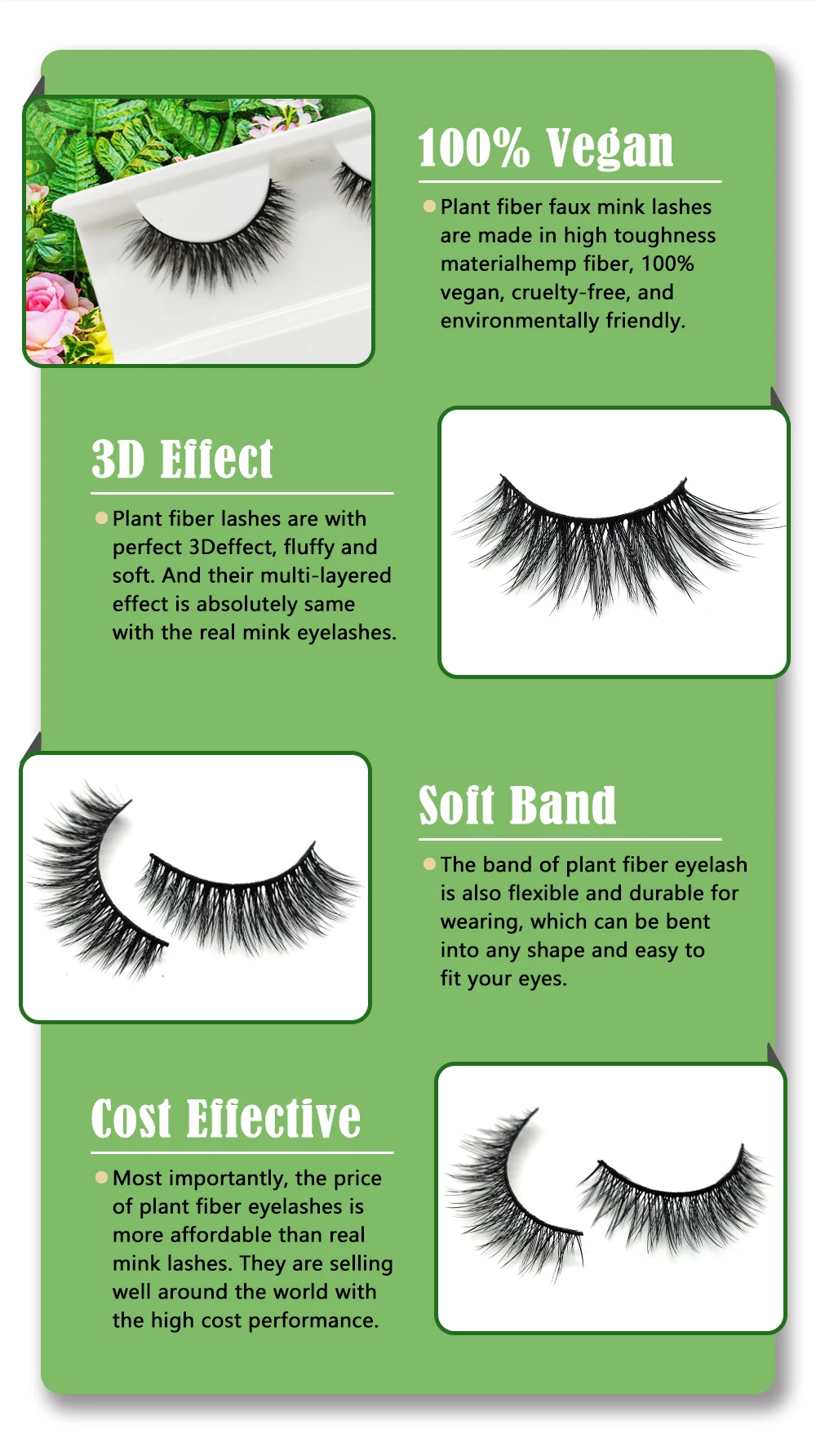 10 Pair Set Soft Fluffy Lashes Faux Mink Eyelashes Handmade Natural Style False Eyelash 4404