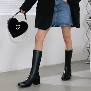 Genuine Leather Fashion Ladies Knee High Heel Winter Long Boots Elegant Sex Woman Winter Boots