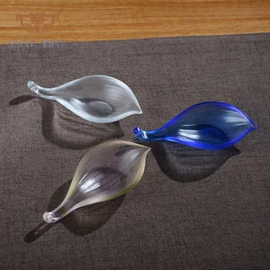 Liuli Crystal Art Lotus Leaf Incense Plate  for Tea Table Decorative Accessory