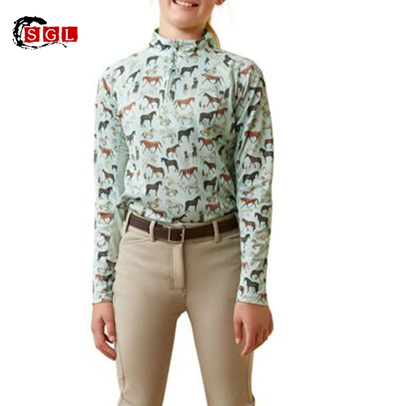 Sgl Custom Children's Equestrian Long Sleeve Base Layer Kids Horse