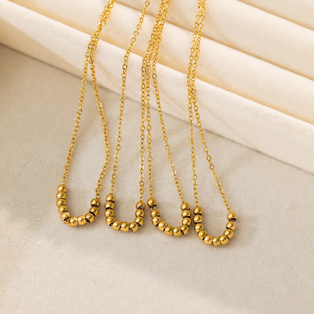 Stainless Steel Gold Beads Charm Necklace Wholesale Price