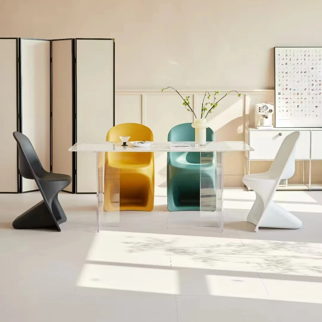 High Quality Z-Type Plastic Dining Chairs with Backrest Stool Modern Design for Kitchen for Household Use Wholesale