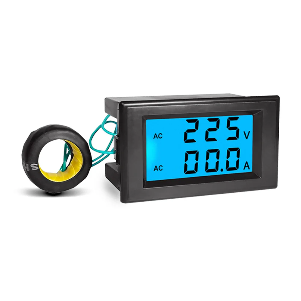 Dual LCD Digital Voltmeter Ammeter AC Voltage & Current Meter 80-300V 0.1-100A