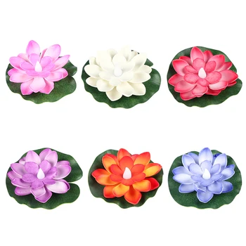 LED Artificial Lotus-shaped Colorful Changed Floating Flower Lamps Water Swimming Pool Wishing Light Water sensitive candles