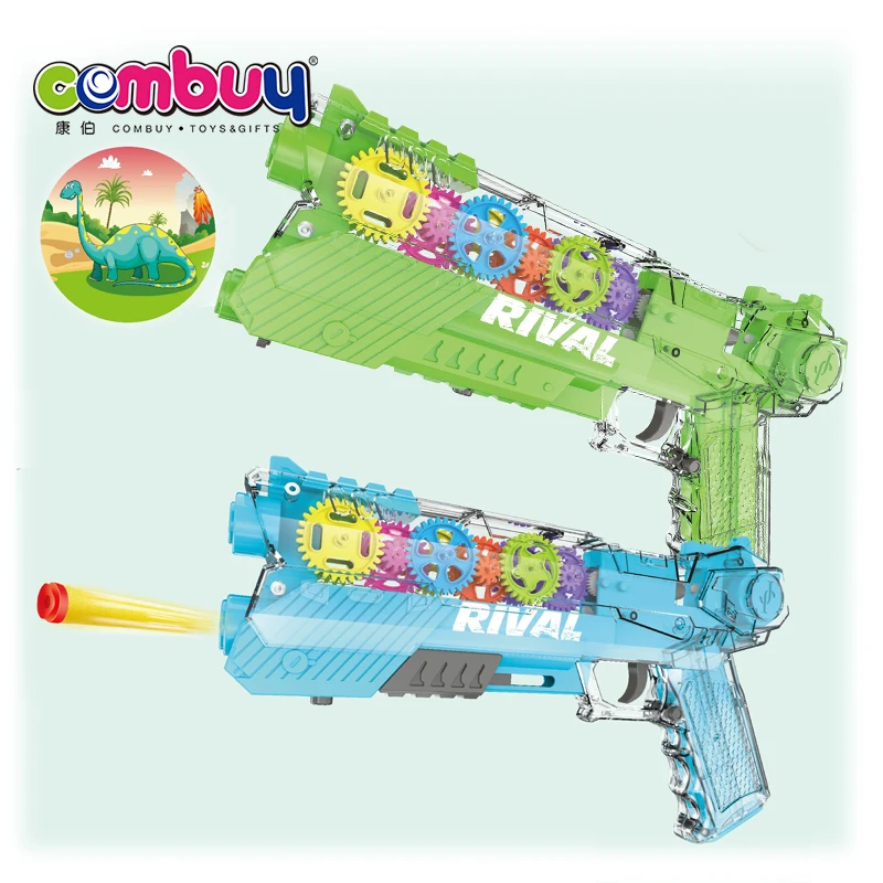 Acoustooptic Soft Bullet Shooting Transparent Projection Toy Electric Gear Gun