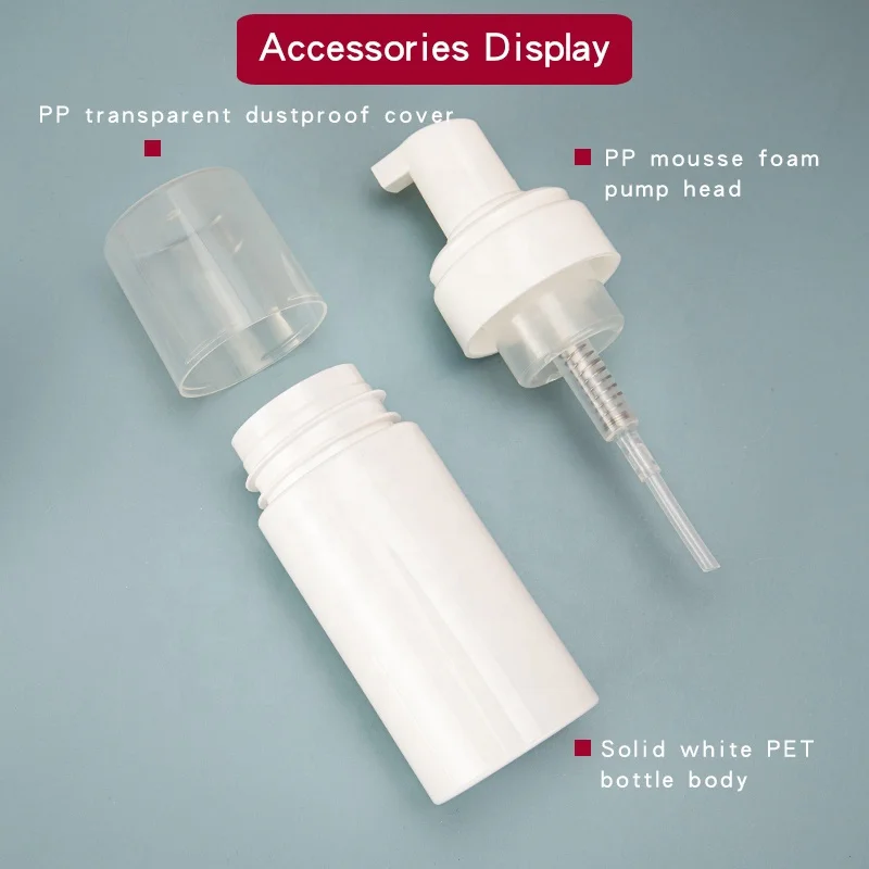 Empty Plastic Foam Pump Bottle 120ml 150ml White Pet Facial Cleanser Mousse Foam Pump Bottle