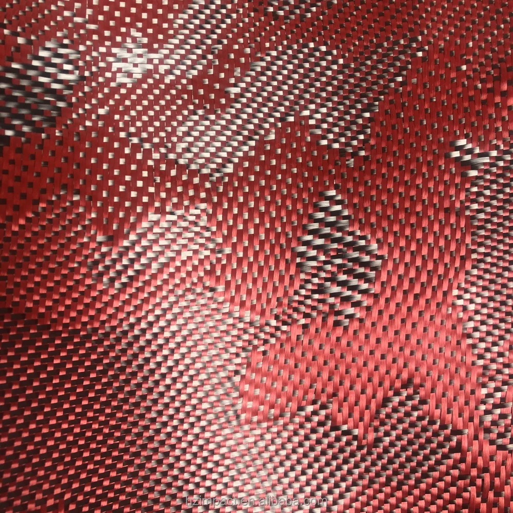 240gsm Carbon Fiber Hybrid Braided Fabric Red Carbon for Kevlar and Aramid Hybrid Cloth