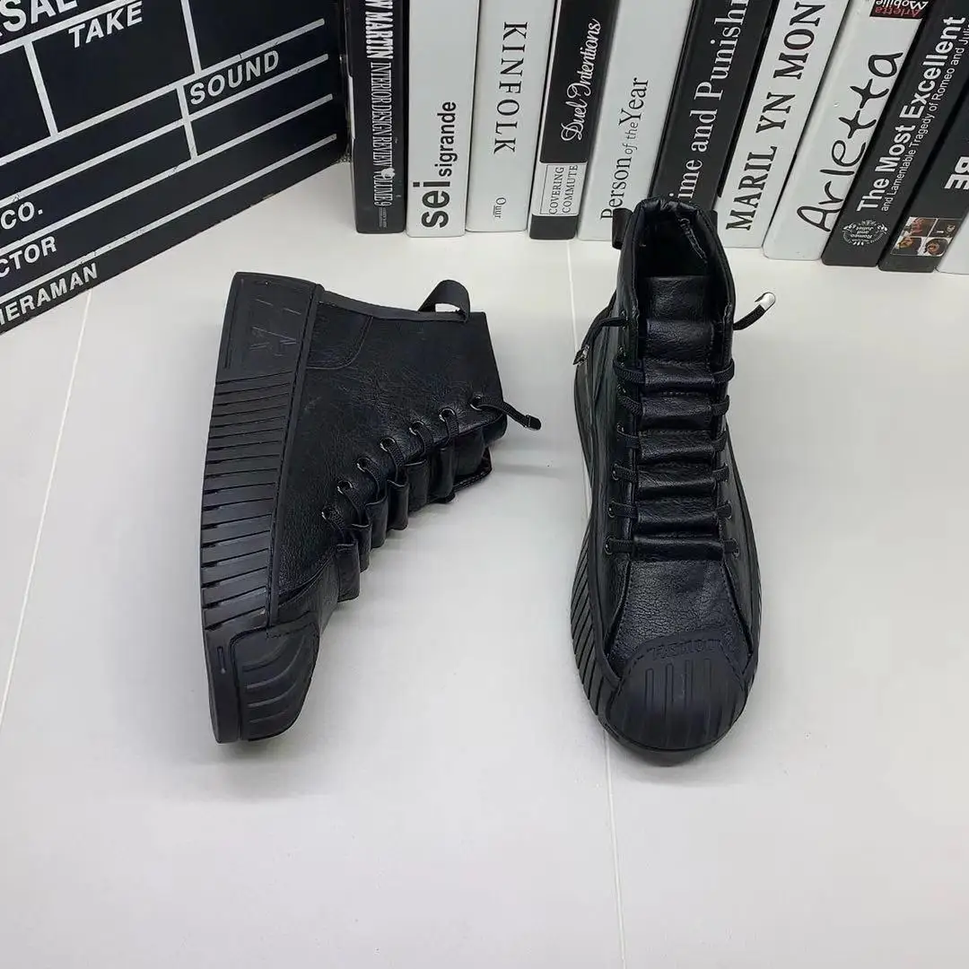 Autumn Winter New Top Quality Hightop Thicksoled Solid Color Leather Men Martin Boots Buy