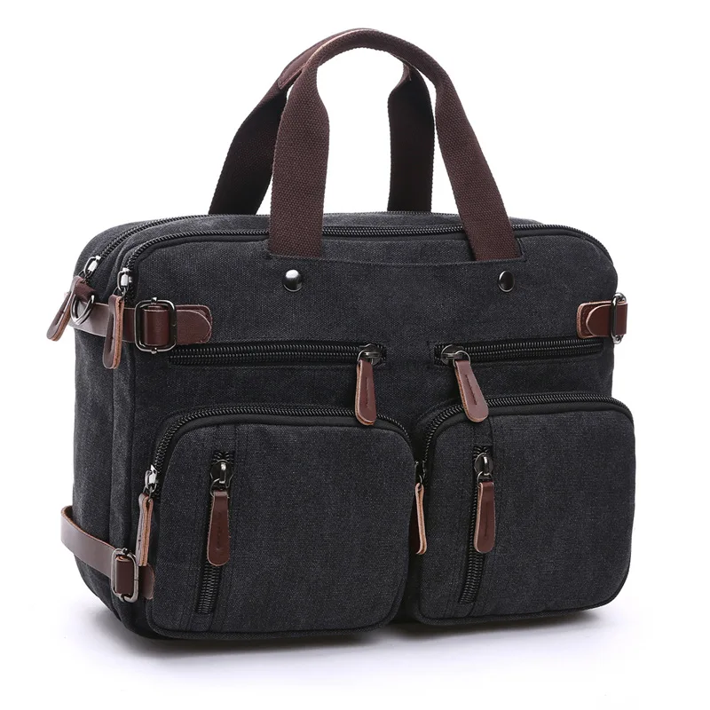 canvas mens laptop messenger bag vintage large-capacity crossbody briefcase