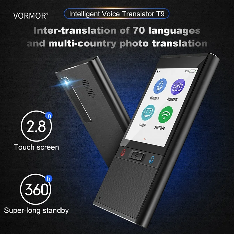 Vormor T9 Portable Translator - Instant 2-Way Voice Translation