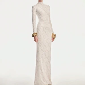 ZYHT 70129 New Spring Curve Jacquard Ladies Straight Sexy Birthday Long Sleeve Floral Elegant Lace Dresses Women Evening Dress