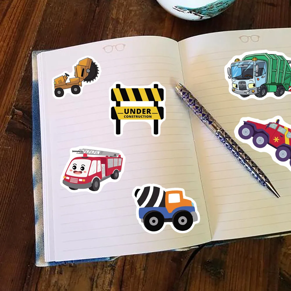 thumbnail image 2 of 50PCS Cartoon Truck Stickers For Kids - Waterproof Vehicle Decals For Water Bottles, Laptops & Skateboards 2 of 10