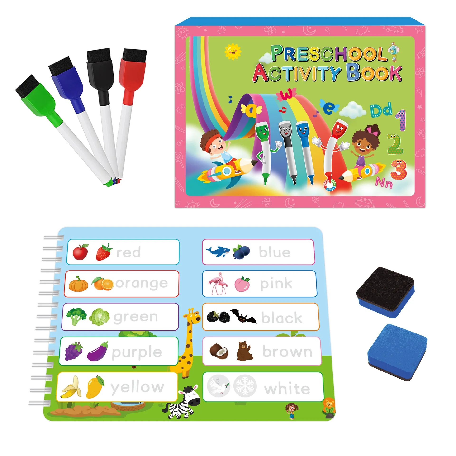 product hot sales children educational baby my preschool busy book quiet books for kids printing feel and touch book-23