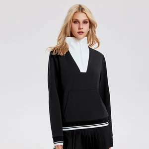 Custom Spring New Stand Neck 1/4 Zipper Knitted Sweater Fashion Casual Lapel Pullover Tennis Womens Tops