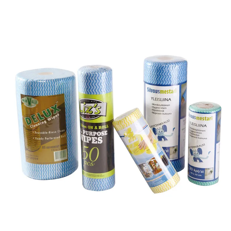 70% Viscose Super Absorbent Multipurpose Nonwoven Heavy Duty Chux Blue Perforated Dry Wipes Roll Reusable Kitchen Cleaning Cloth