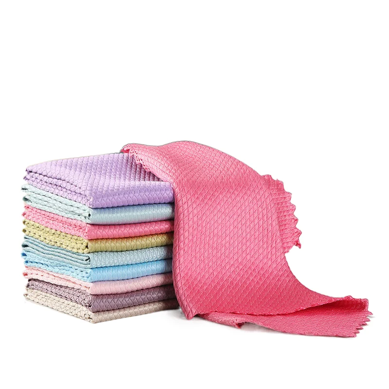 Glass Cleaning Cloth Kitchen Cleaning Absorbable Fish Scale Towel -D  factory and manufacturers