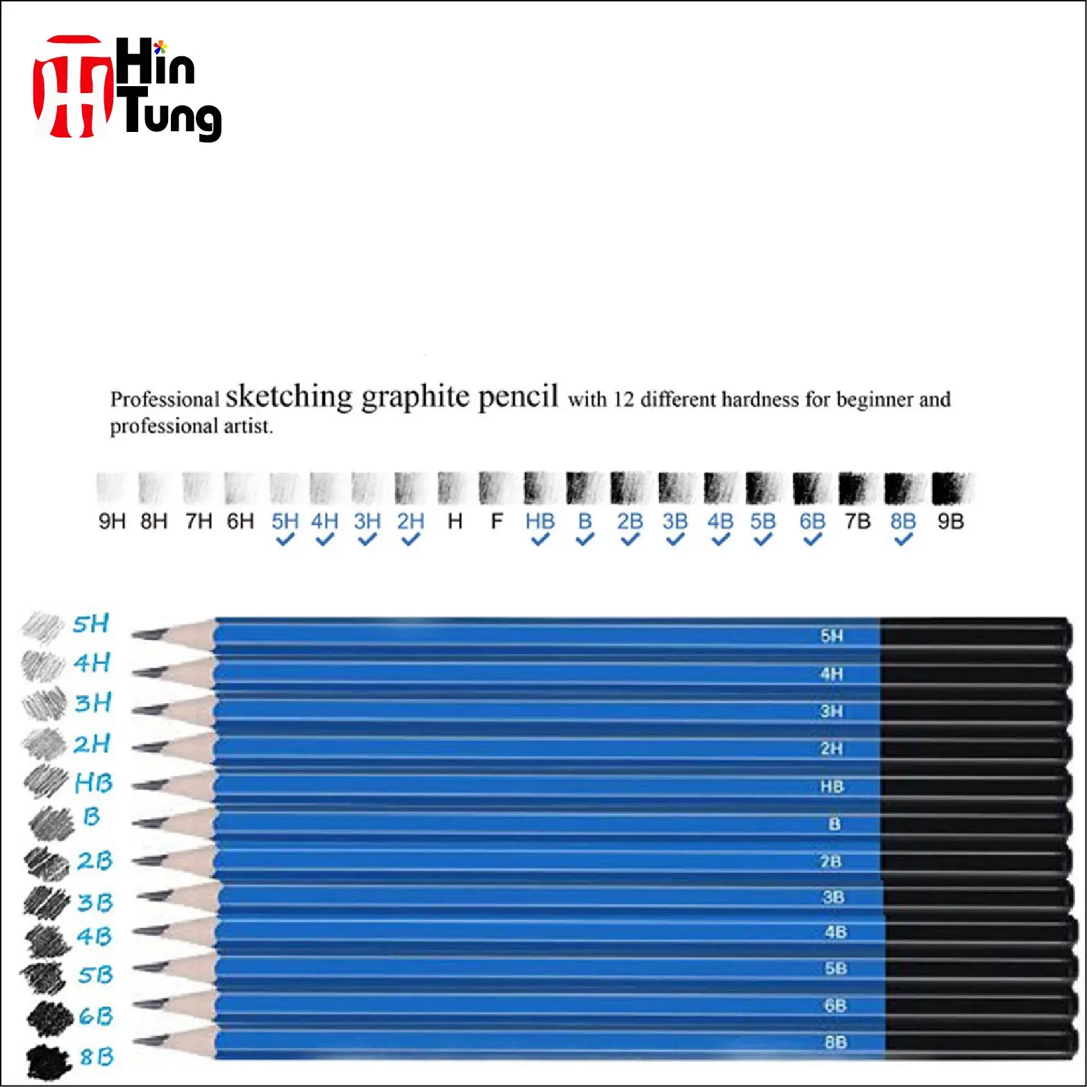 KALOUR Cheap Price 12pcs Sketching and Drawing  Pencil in Tin Box with Premium Quality As Professional Art Supplies and a Gift