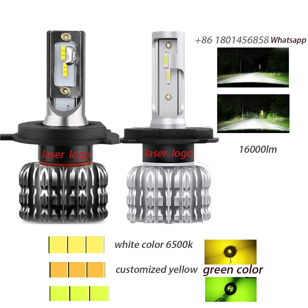 Personalizza la lampadina per auto Fanless 16000Lumen 70W 6500K 4000K 3000K H4 LED Mini H3 H11 9005 9006 880 Faro anteriore H7 Led K1 H7 h4 Led