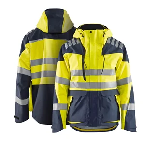 Custom Outdoor Hooded ANSI Class 1 Fire Retardant Waterproof Work Safety Riding Jacket Reflective Strip Hardshell Windbreaker