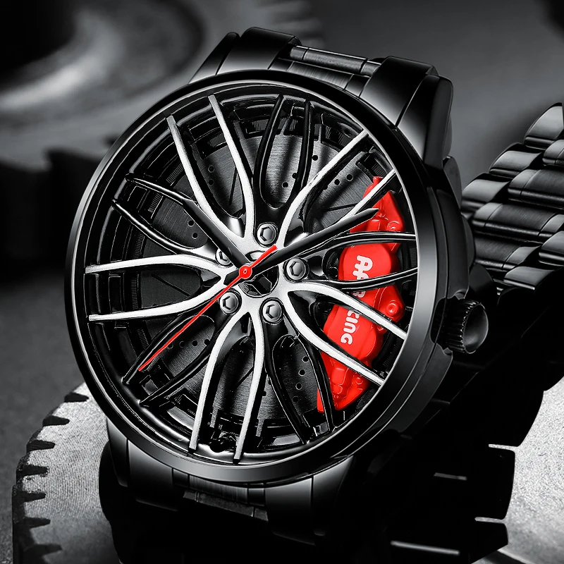 Luxury Sport Car Wheel Watch for Men Top Brand AMG Wheel Rim Dial 3D  Fashion Men's Watch Waterproof Men Watch Relogio Masculino