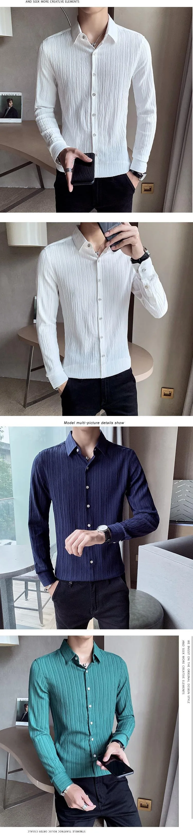 Men's Long-Sleeved Iron-Free Anti-Wrinkle Business Casual Handsome All-Match White Shirt