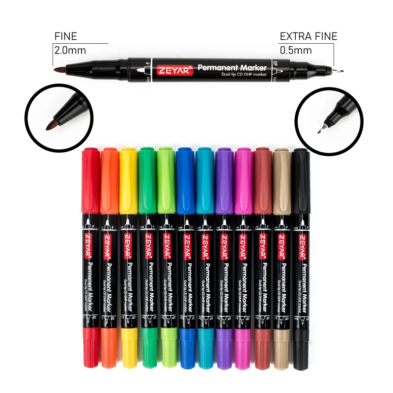 DVD.CD.ペンライト.グッズ Amazon | ZEYAR ツインチップ 油性マーカー CD/DVDマーカー 4色