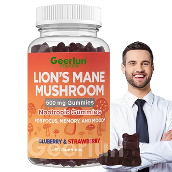 OEM Herbal Nootropic Supplement Memory and Focus Enhance Oraginc Mushroom Lion'S Mane Gummies