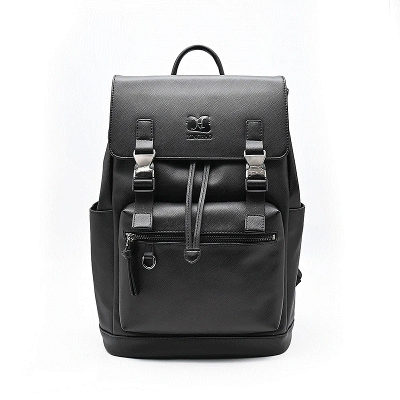 Custom Luxury Black Vegan Faux Pu Leather Drawstring Backpack Fashion ...