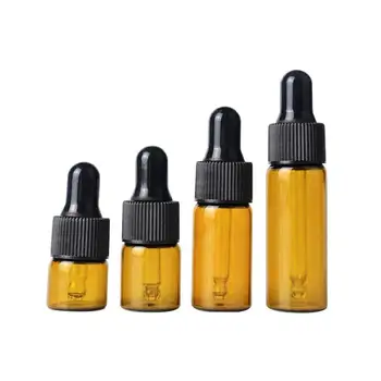 Custom Brown Transparent Glass Can Bottle 2ml 3ml 5ml 10ml 15ml 50ml 100ml Sizes with Anti-Theft Dropper Cap for Skin Care Cream
