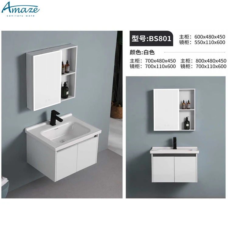 Wholesale high quality modern bathroom mirror cabinet furniture wall hung bathroom vanity with sink supplier