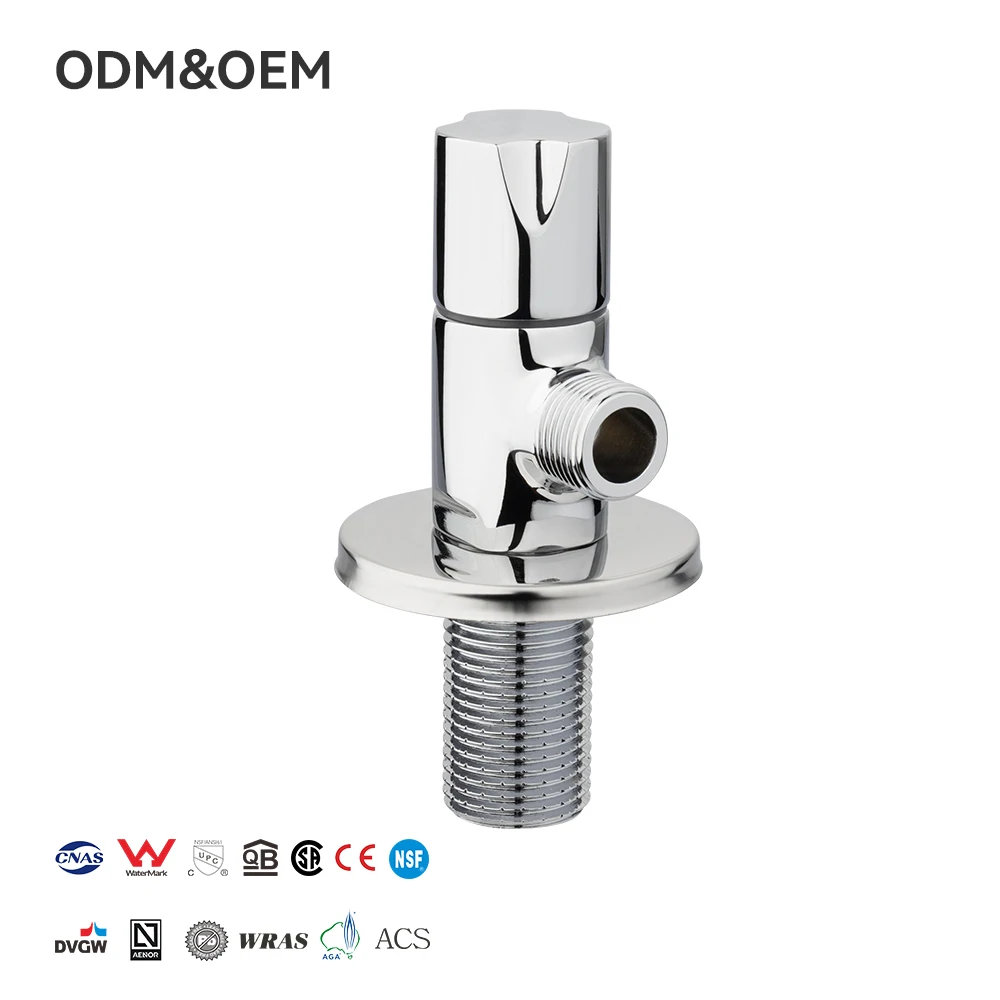 FANSKI Customized Brass Angle Valve Stop Control Hot Water Kitchen Bathroom Faucet Accessory Chrome Plated Zinc Alloy Handle