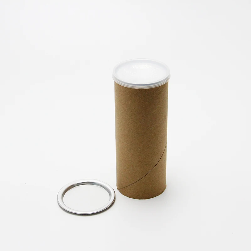 Recyclable Paper Tube Packaging Food Containers Jar with Aluminum Peel Off Easy Open Lid
