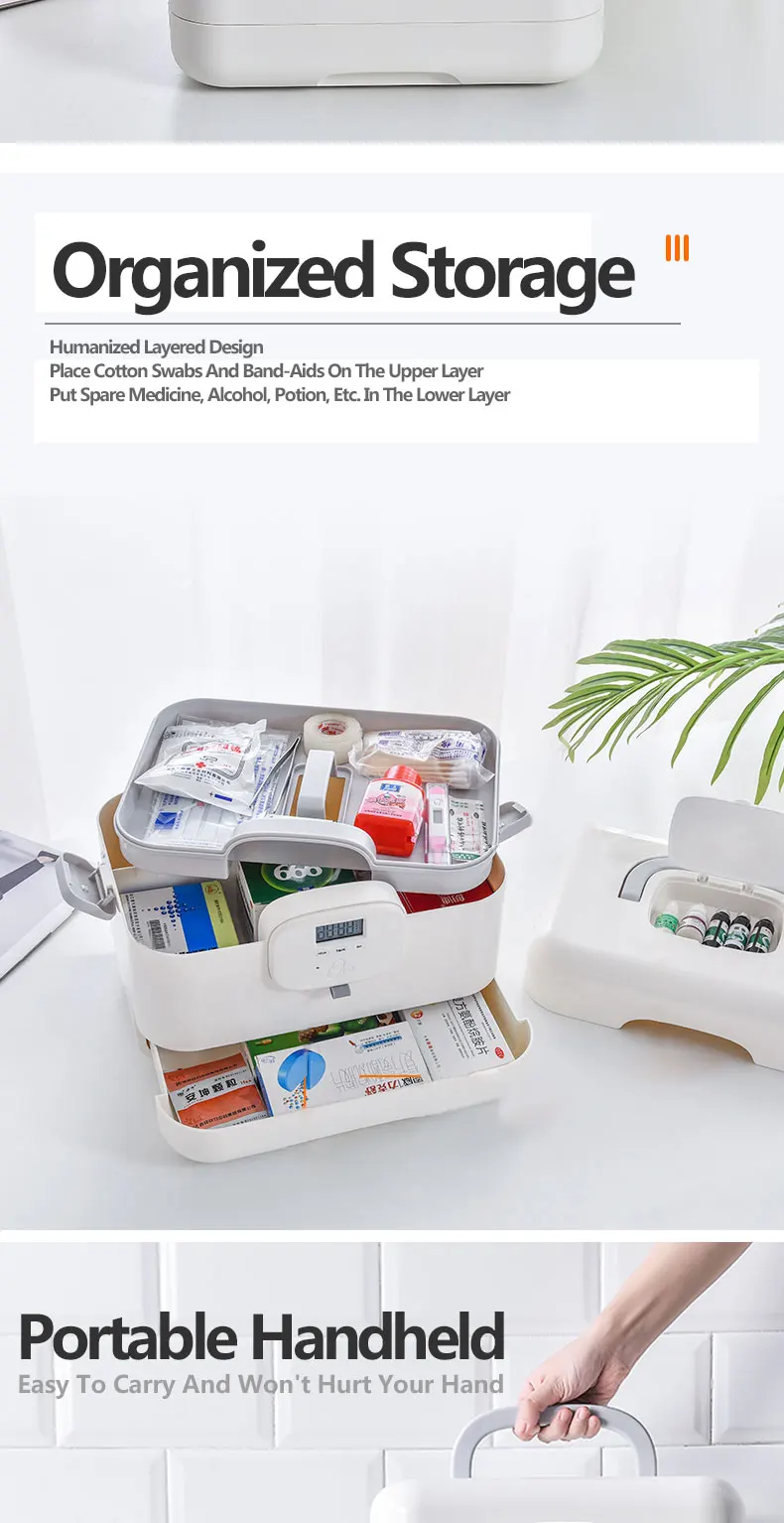 Hot Selling Custom Logo OEM Portable Timing Plastic Medical Pill Storage Smart Medicine Box for Surgical Mask
