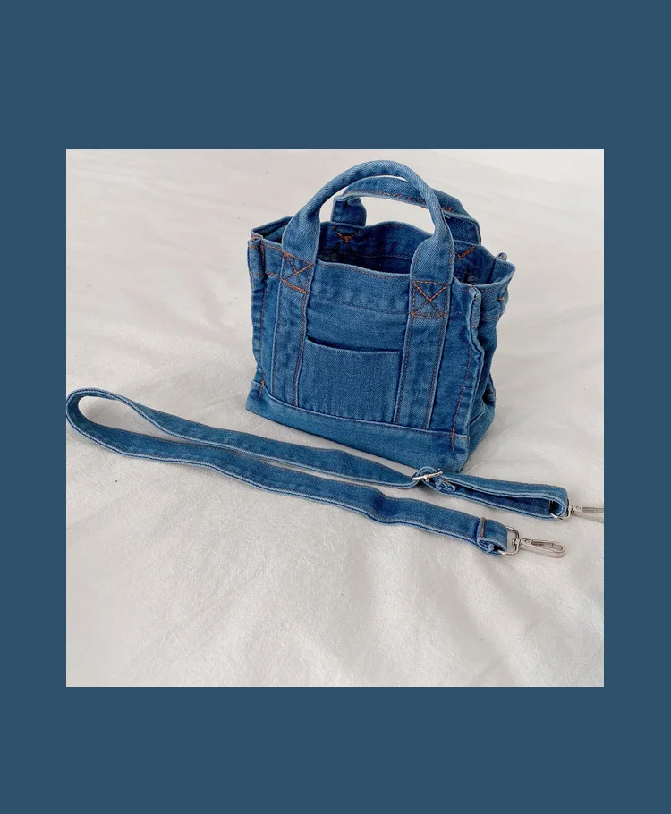 CALLARON Borsa a tracolla quadrata in jeans - Retro Style Borse Casual a tracolla regolabile con tasche, casual per donna, quotidiano, viaggi, 23 x 23 cm, Come indicato., 21*22cm