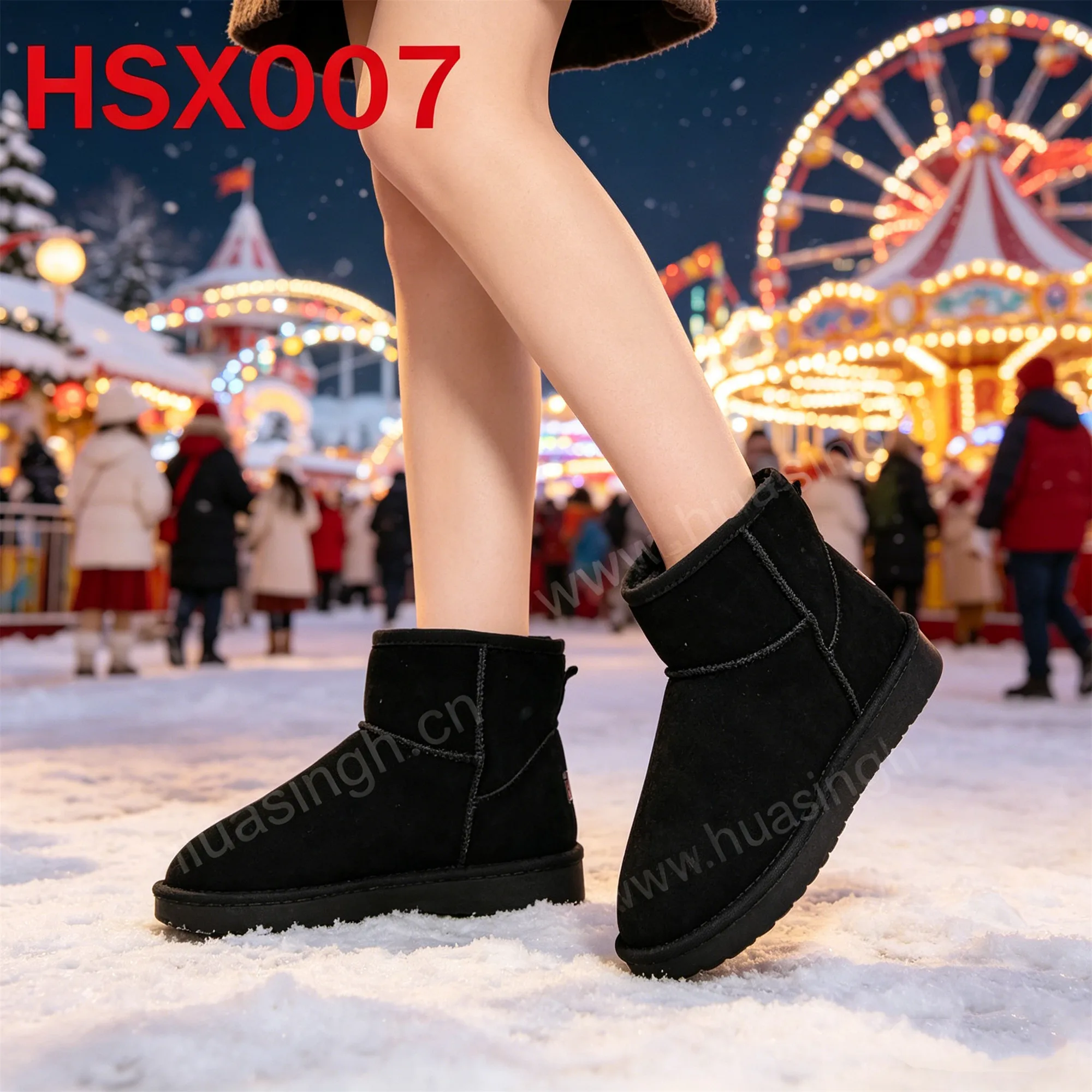 ZYF,Winter Ready Durable Suede Leather Black/grey/brown Snow Boots Low/middle Cut Super Keep Warm Real Wool Winter Boots HSX007