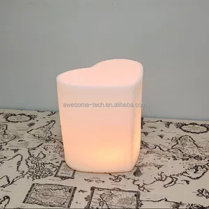 Portable Plastic Waterproof Color Changing Chair Seat  Remote Control Smart Heart Shaped Stool Furniture for Festival
