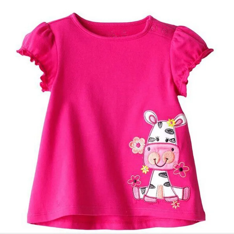 
 Оптовая продажа 2020, новый дизайн, детская одежда из хлопка с мультяшным принтом и короткими рукавами, футболка для маленьких девочек  